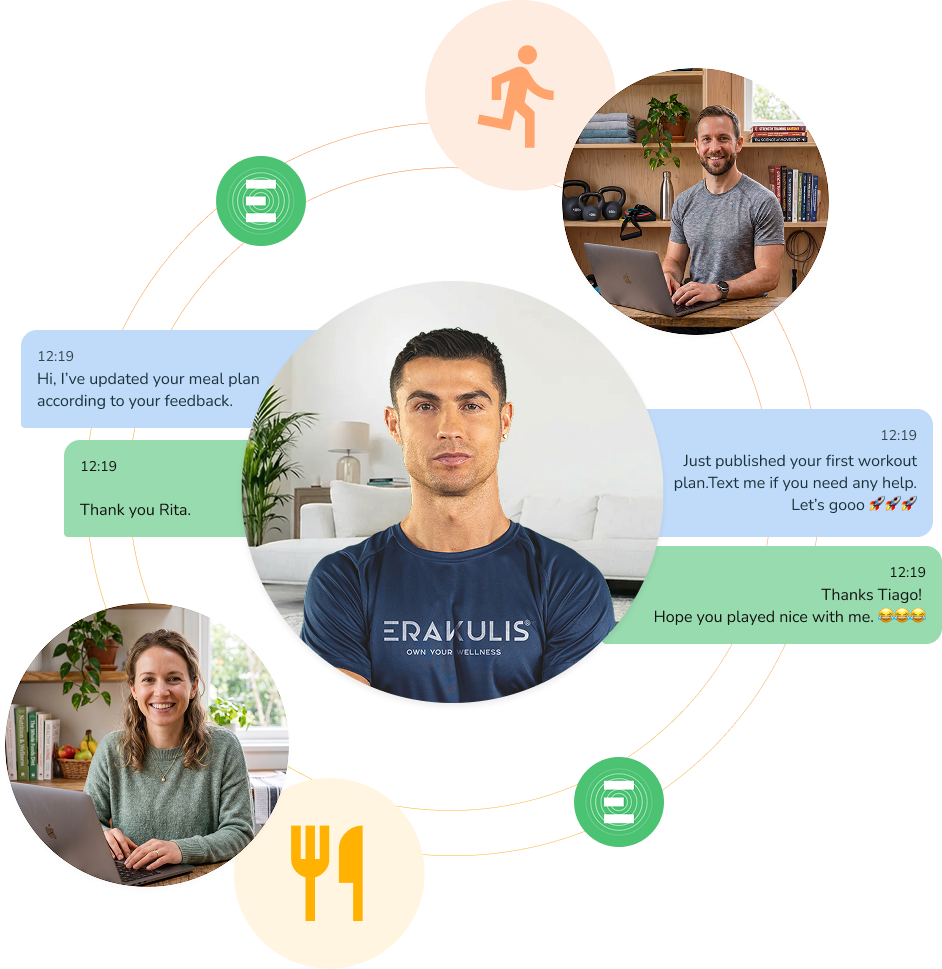 Connect with fitness and nutrition specialists anytime, anywhere